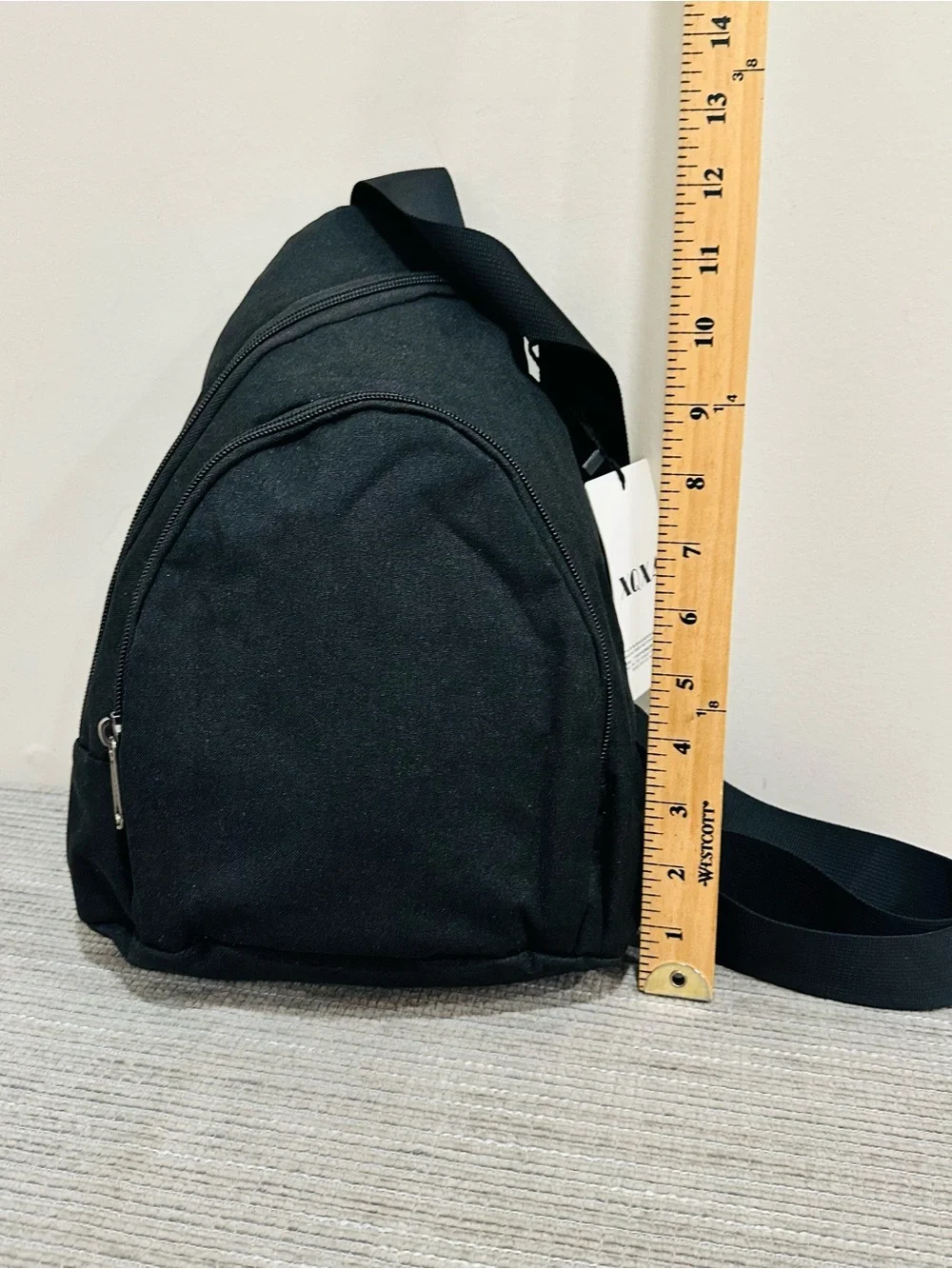 XOXA Minimalist Black Canvas Sling Bag Crossbody Teardrop Backpack Casual Travel
